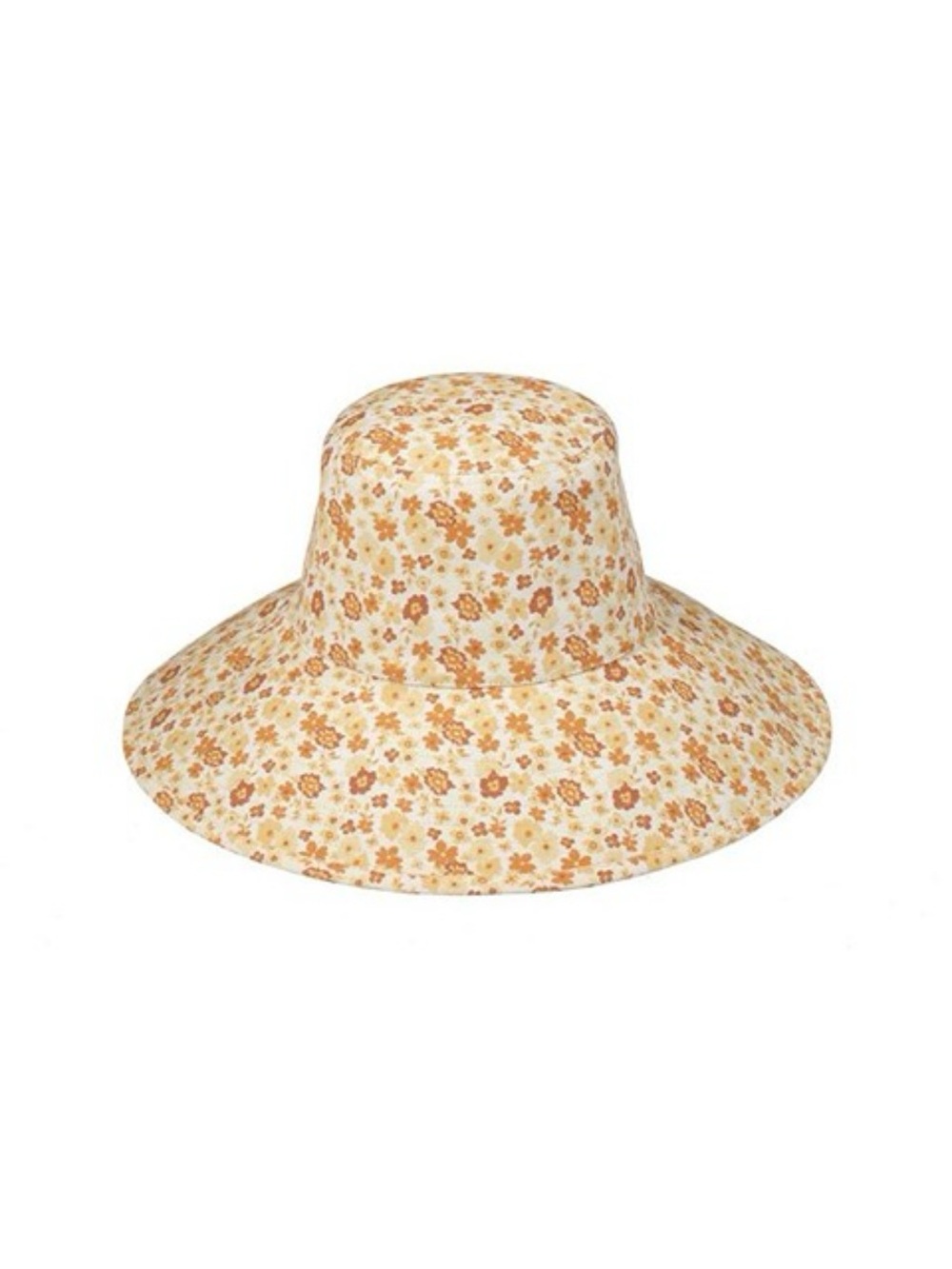 Lack Of Color Ditsy Floral Wide Brim Hat - Cream & Mustard